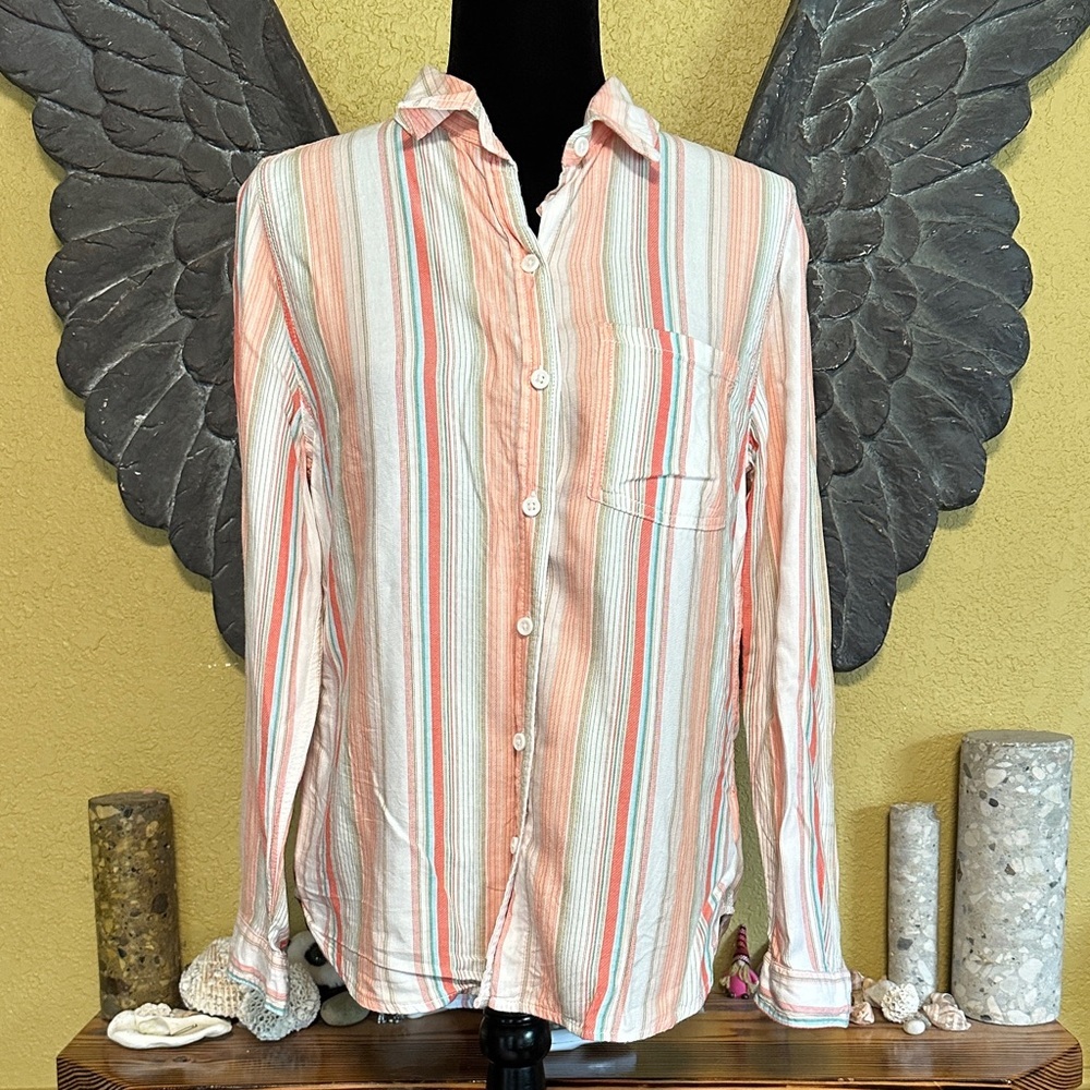 Beach lunch Lounge Button Down Striped Shirt